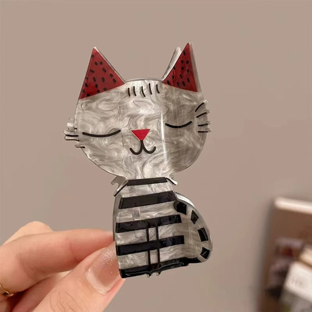 1pc Cute cartoon Puppy Kitten Acetate Hairpin Lady Back of Head Hairpin Grab Shark Clip Headdress