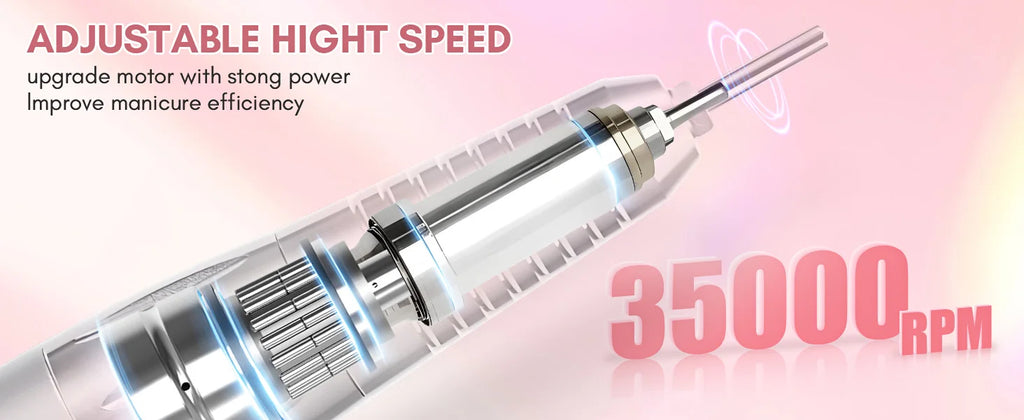 Professional Nail Drill, Nouvella 35000RPM Electric Nail Filer Machine with Coreless Motor Rechargeable Efile for Nails Gel