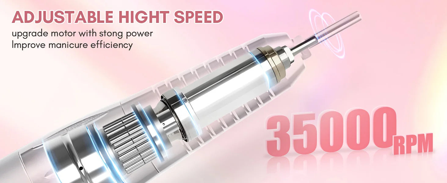 Professional Nail Drill, Nouvella 35000RPM Electric Nail Filer Machine with Coreless Motor Rechargeable Efile for Nails Gel