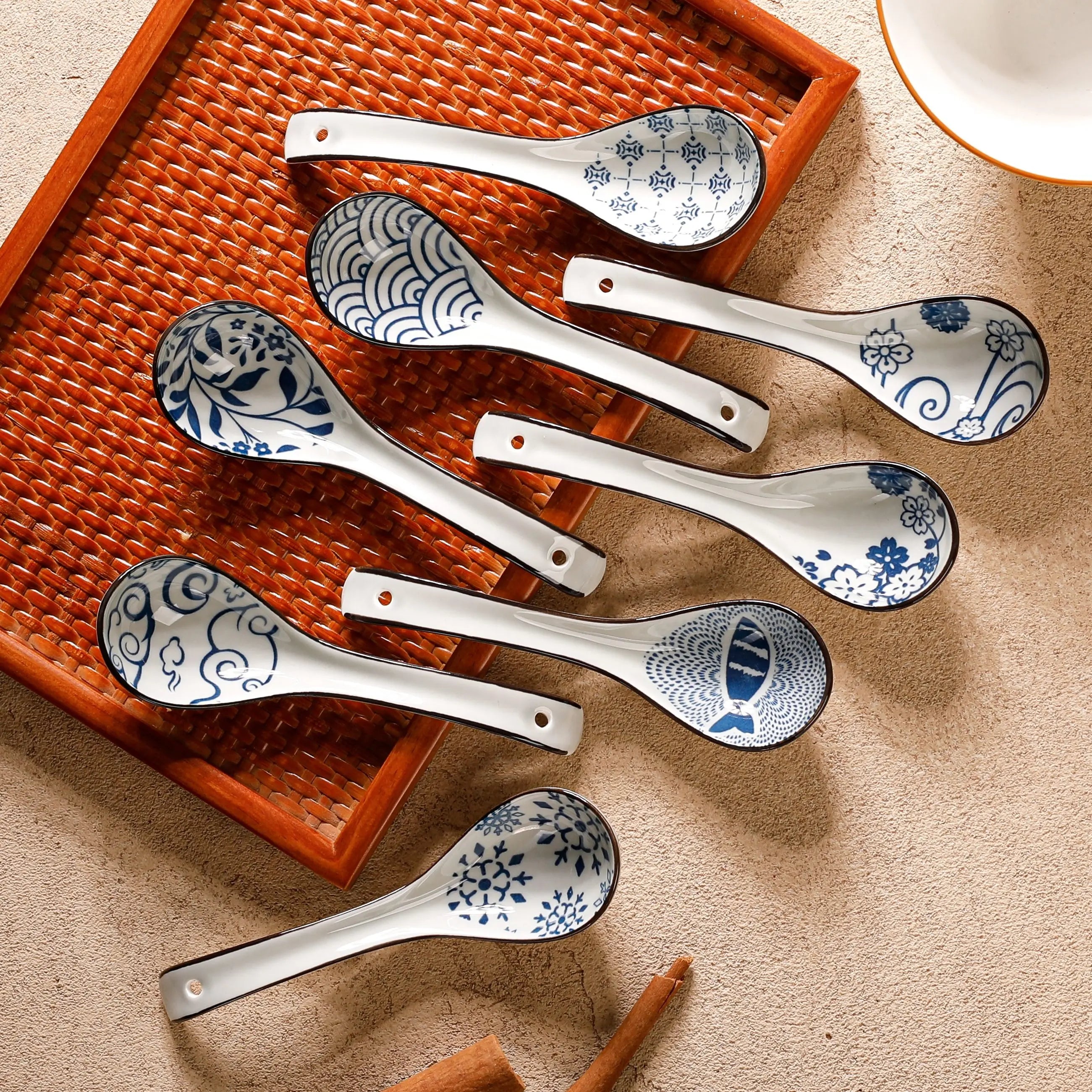 8pcs Ceramic Colored Glazed Soup Spoons for Household Use, Ceramic Spoons for Soup Drinking