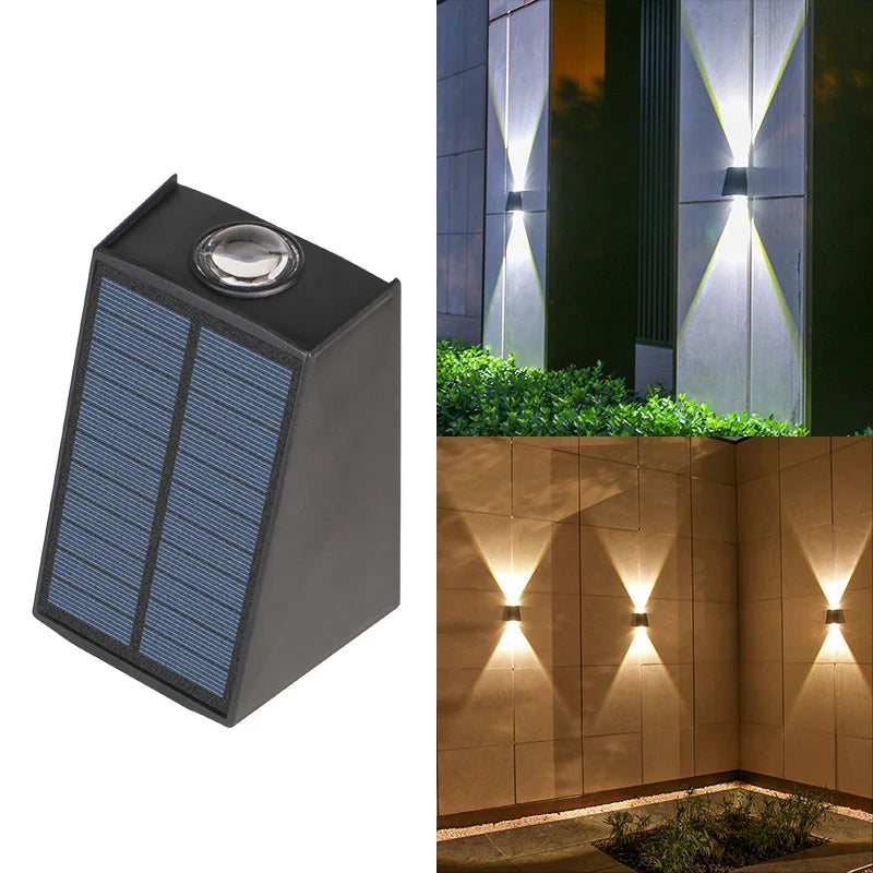 2LEDs Solar Outdoor Wall Lamp,Waterproof Atmosphere Lighting,Decorative Light for Garden Yard Porch Balcony Walkway Camping Deco