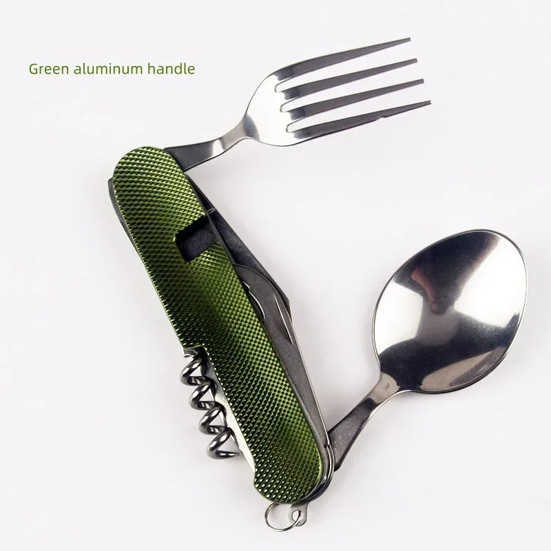 Foldable Camping Utensil Set - Multi-Functional Knife, Fork, Spoon Combo for Outdoor Activities and Sports Camping Picnic Travel