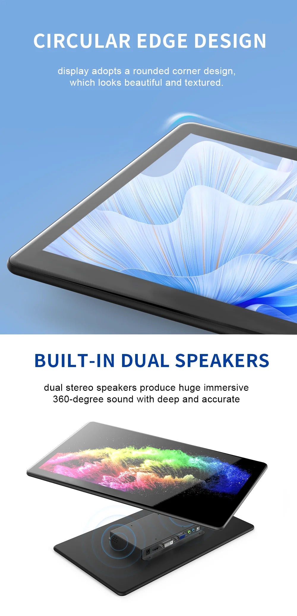 15.6 Inch Touch Monitor Display 1080P FHD 1920X1080 Suitable for Second Monitor Display Supports VGA DVI  USB  HDMI Video Input