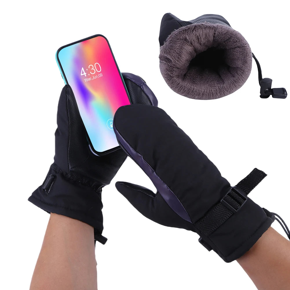 Winter Electric Heated Gloves Rechargeable USB Heating Gloves Men Women Motorcycle Gloves Skiing Cycling Excluding power bank