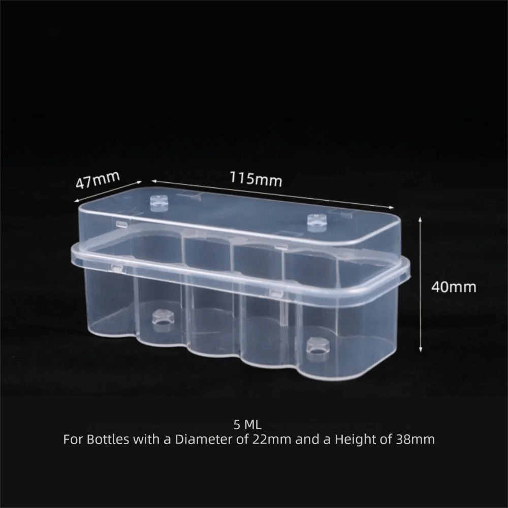 3/5/7/10mL 2/10/24-Slot Vial Storage Case Plastic Clear Microtube Storage Box Stackable Freezer Tube Box Refrigerator Organizer
