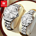 OLEVS 2910 Watch For Men Women Luxury Quartz Couple Watches Waterproof Stainless Steel Hand Clock Diamond Number Dial Wristwatch