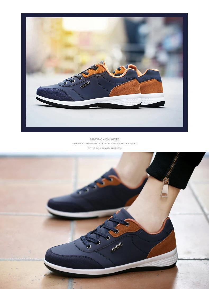 Men Shoes Sneakers PU Leather Trend Casual Shoes Fashion Breathable Leisure Male Sneakers Non-Slip Footwear Men Vulcanized Shoes