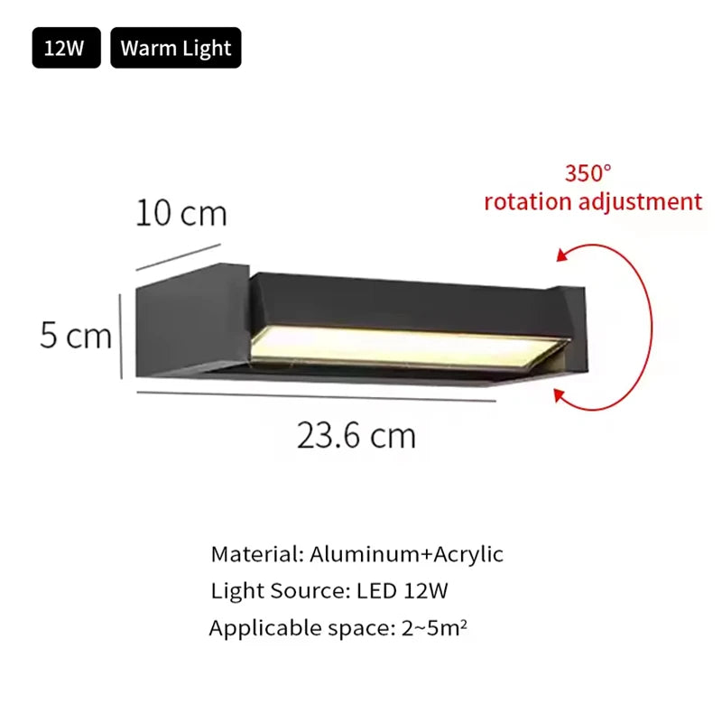Outdoor Wall Lamps IP65 Waterproof LED Adjustable Angle Aluminum Wall Lights Garden Patio Doorway Home Minimalist Decor Lighting