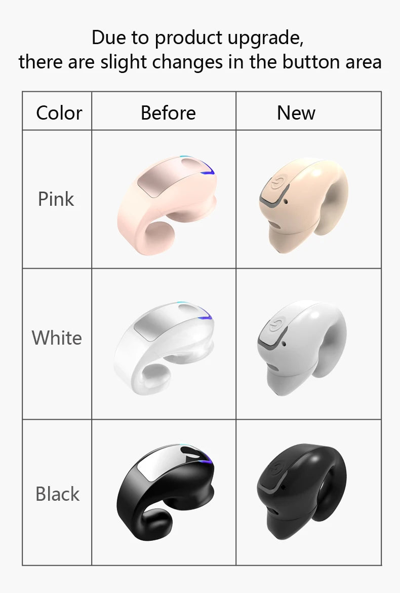 STTKGZD Earphone Clip Wireless Bluetooth Headphone Bone Conduction Headset High Quality TWS Auriculares Sport Noise Canceling