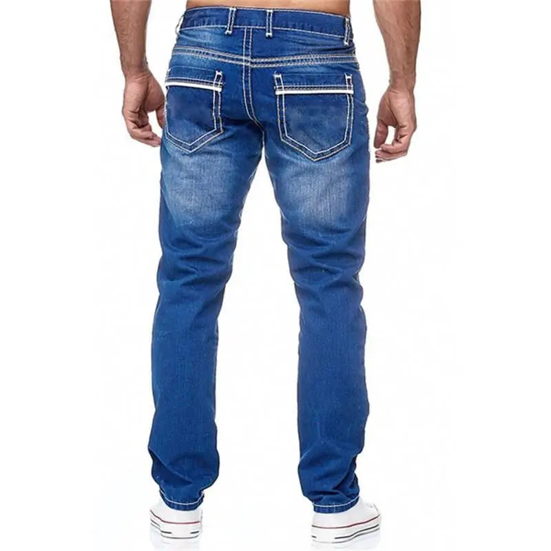 Kakan - High-quality Men's Personalized Double-line Jeans, New Dark Blue, Light Blue, Black Jeans K05-8878 In Spring and Autumn
