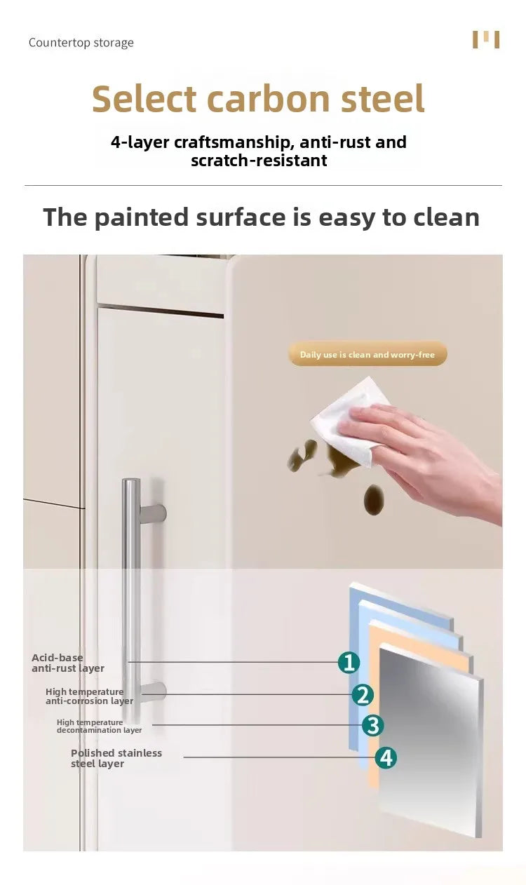 Kitchen Pull-out Spice Rack Countertop Multifunctional Seasoning Storage Rack Dustproof Ultra-Narrow Box Cabinet