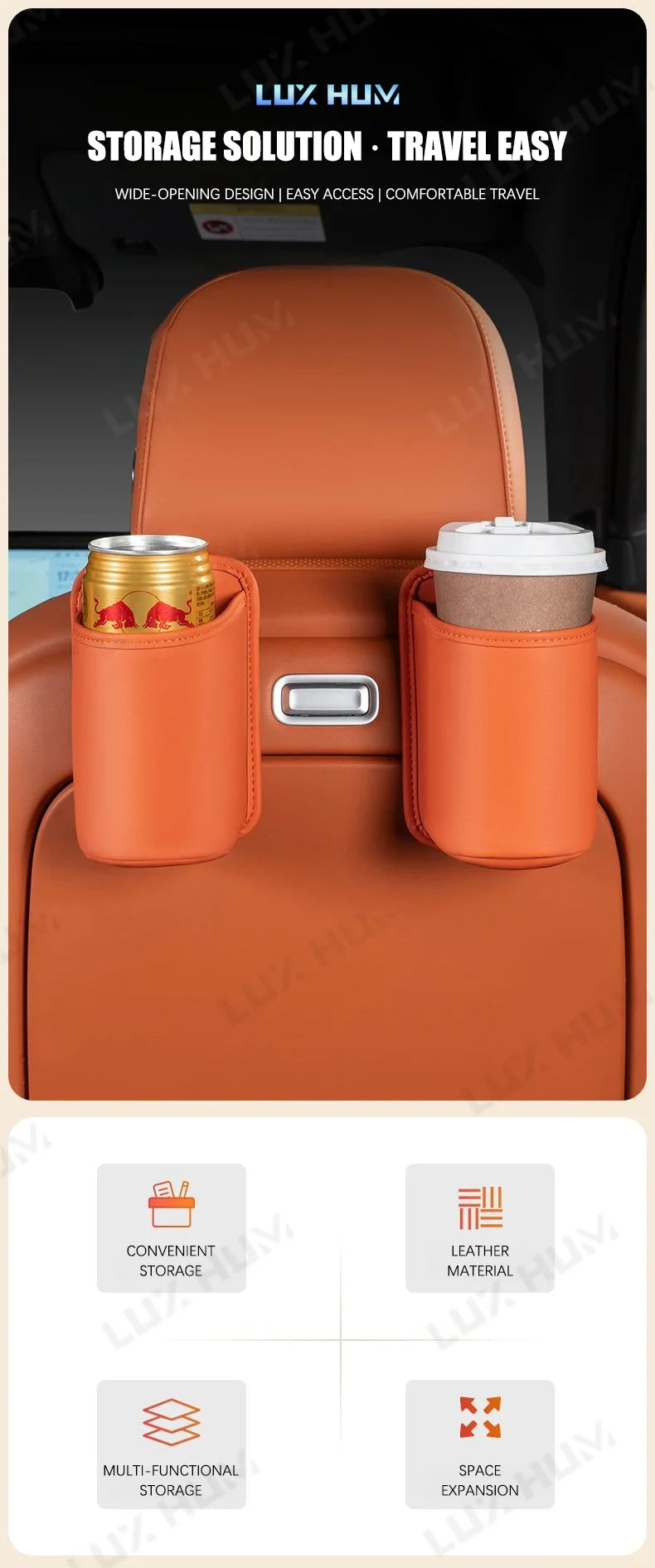 Car Door Cup Holder Self-Adhesived Drink Holder for Side Door Mini Waterproof Pu Leather Trash Bin Umbrella Holder Car Organizer