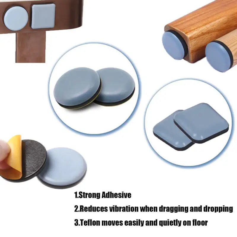 4~16pcs Feet Gliders Sliding Pads Home Furniture Sliders Furniture Gliders PTFE  Floor Mover Pads For  Household Hardware