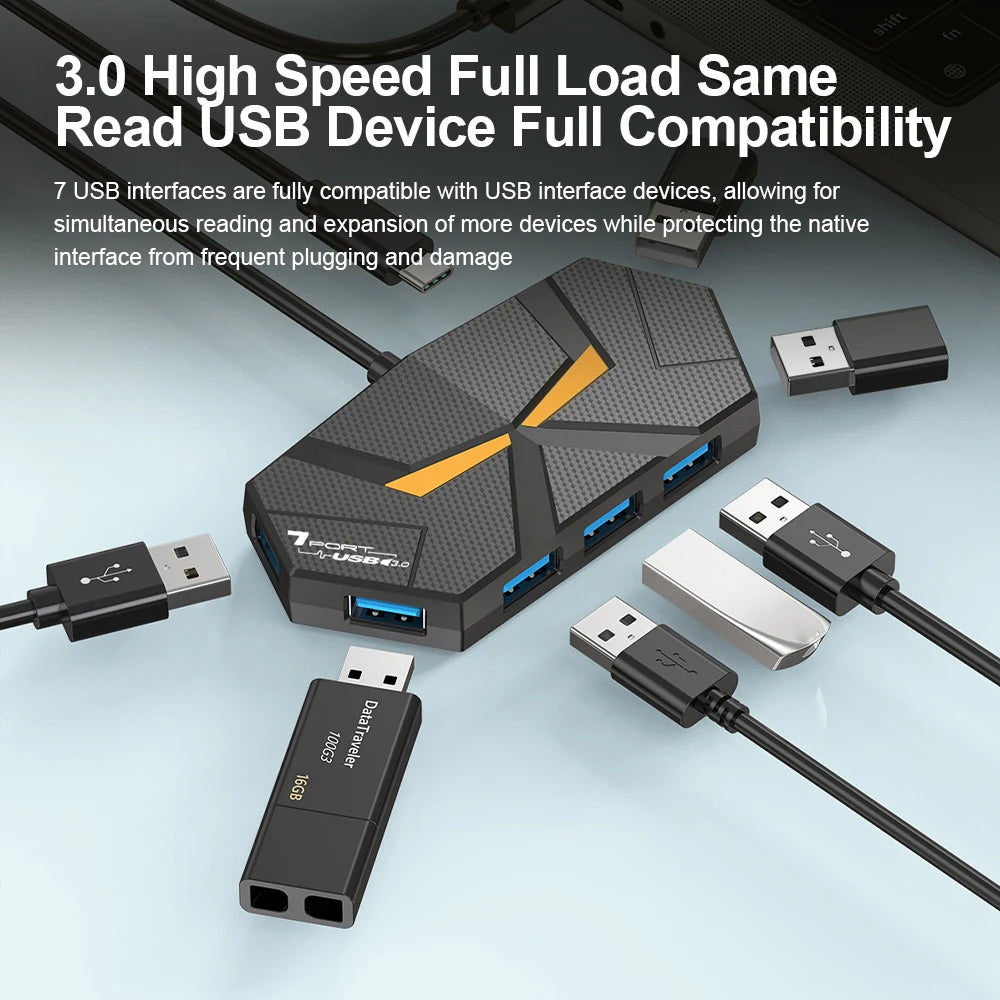 7-in-1 USB Docking Stations USB 3.0 HUB USB Splitter Adapter OTG 5Gbps High Speed Transmission TYPE C Power Supply For PC Laptop