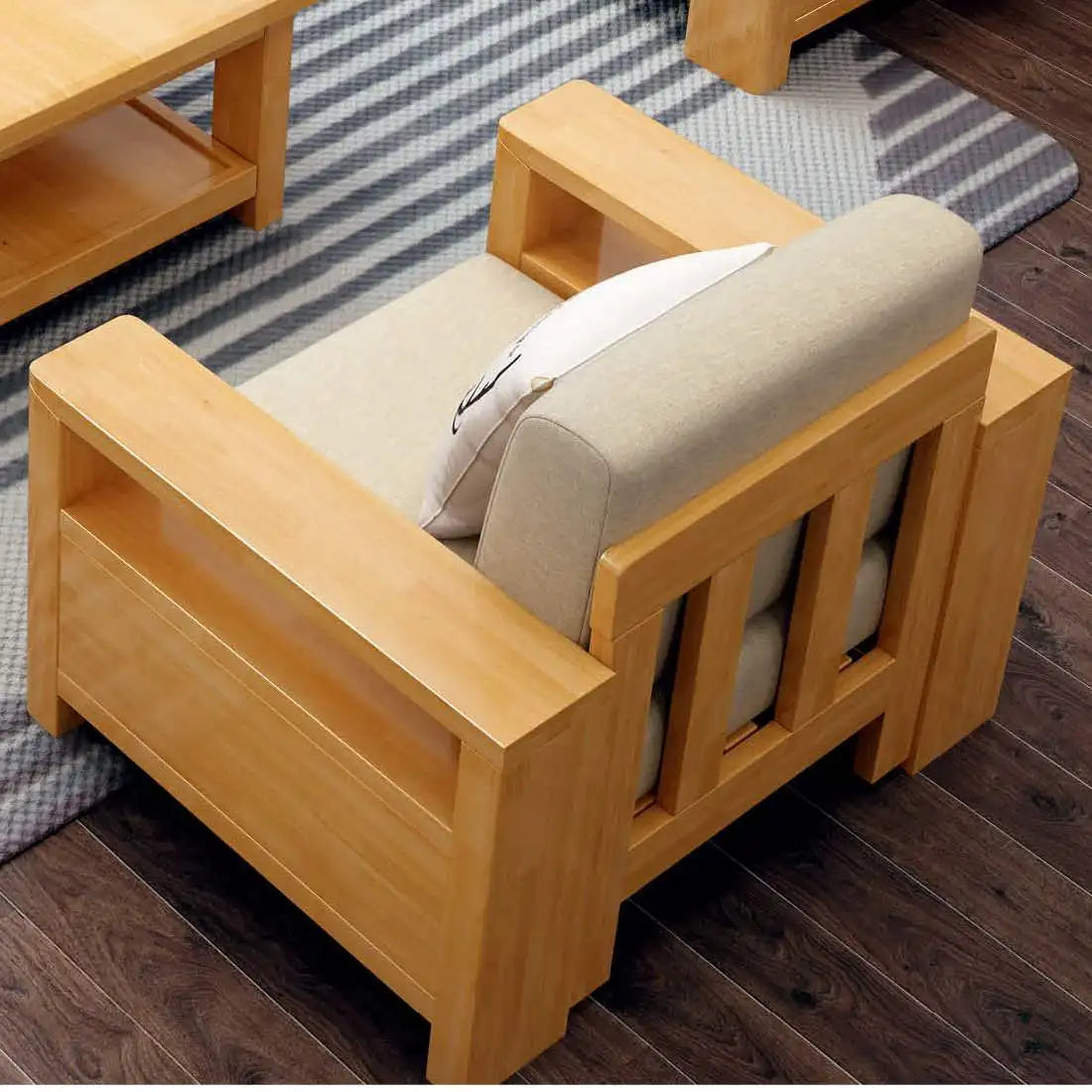 *# Modern Chinese Solid Wood Sofa Set Classic Living Room Small Household Furniture 1 2 3 Combination Sectional Fabric Sofa