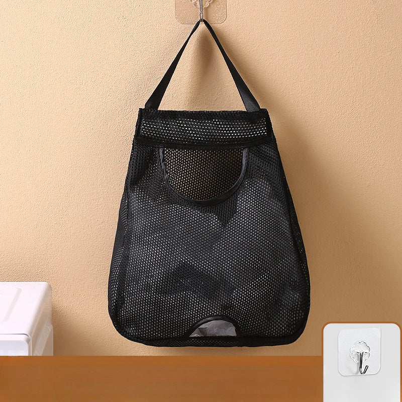 Kitchen Wall Mounted Garbage Bag Storage Bag, Hanging Plastic Bag Organizer With Hooks