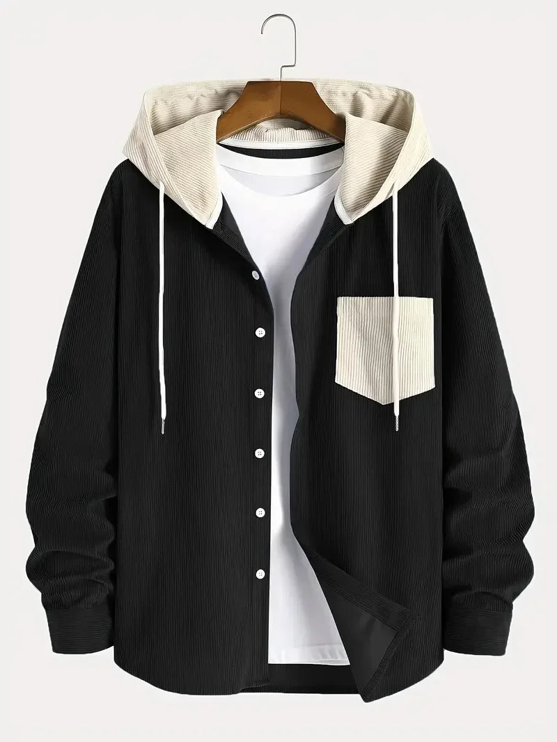 The 2027 New Fashion Trend Spring and Autumn Corduroy Hooded Jacket Is Comfortable and Casual for Daily Commuting for Men