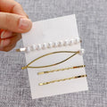 3Pcs/set Pearl Metal Gold Color Hair Clip Bobby Pin Barrette Hairband Hairpin Headdress Women Girls Lady Hair Styling Tool
