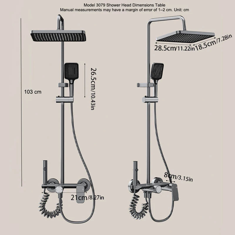 Modern Various Bathroom Shower Set Wall Mounted Aluminum Rainfall Shower Faucet Set Bathtub Showers Full Kit