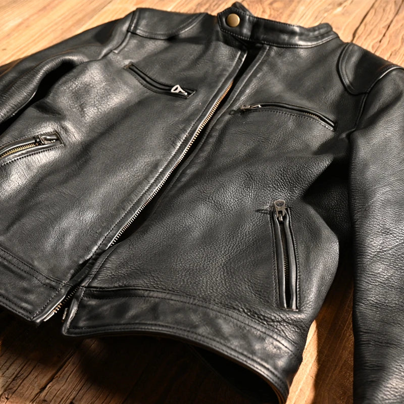 2023 New Genuine Leather Jacket Men 1.6 Thick Full-grain Top Layer Cowhide Natural Leather Clothes Men's Leather Jacket Chaqueta