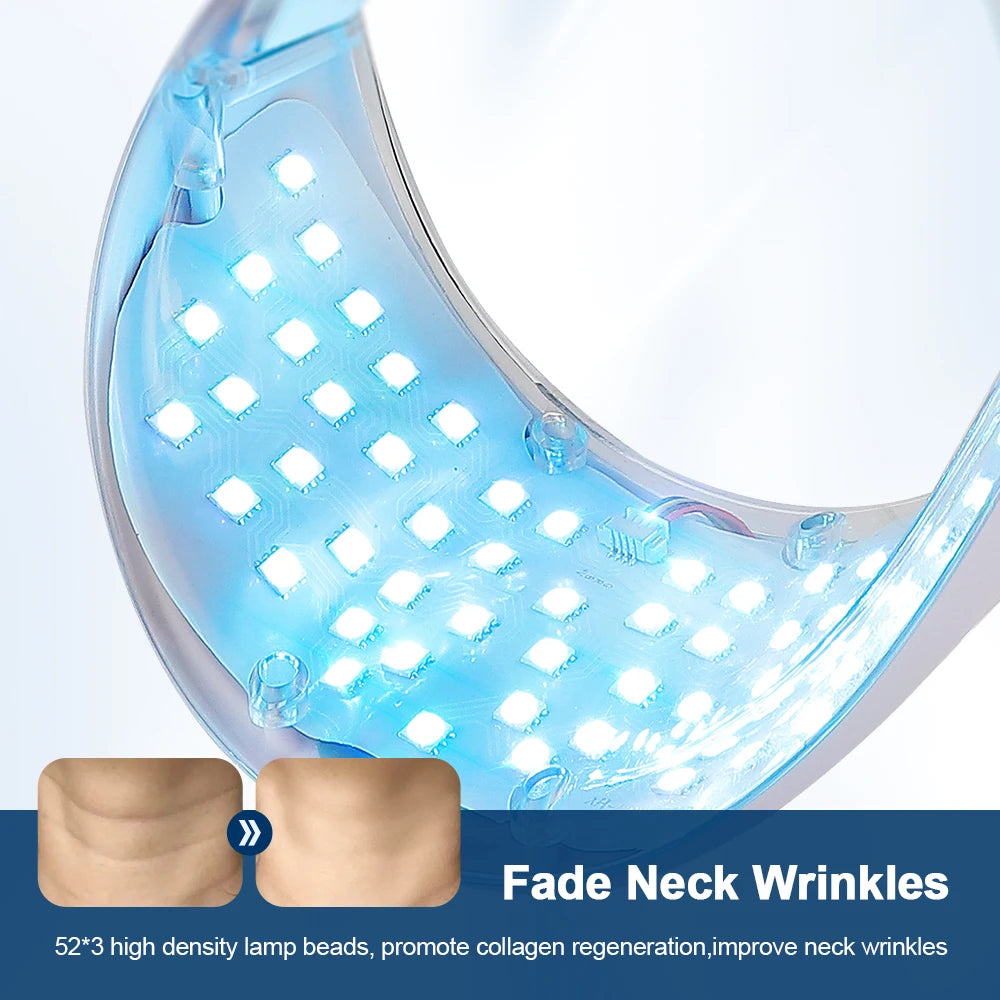 Wireless 7 Colors LED Face Beauty Machine Photon Facial Neck Skin Tighten Rejuvenation Facial Neck Mask
