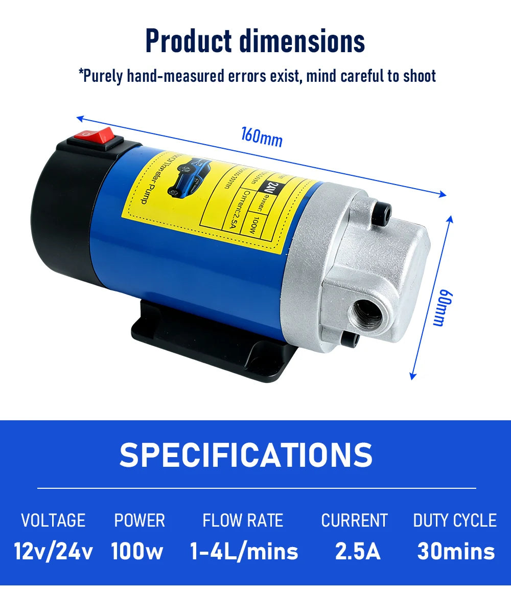 12V 24V Electric Oil Transfer Pump 1-4L/min Car Motor Oil Diesel Extractor Scavenge Suction Fluid Change Pump