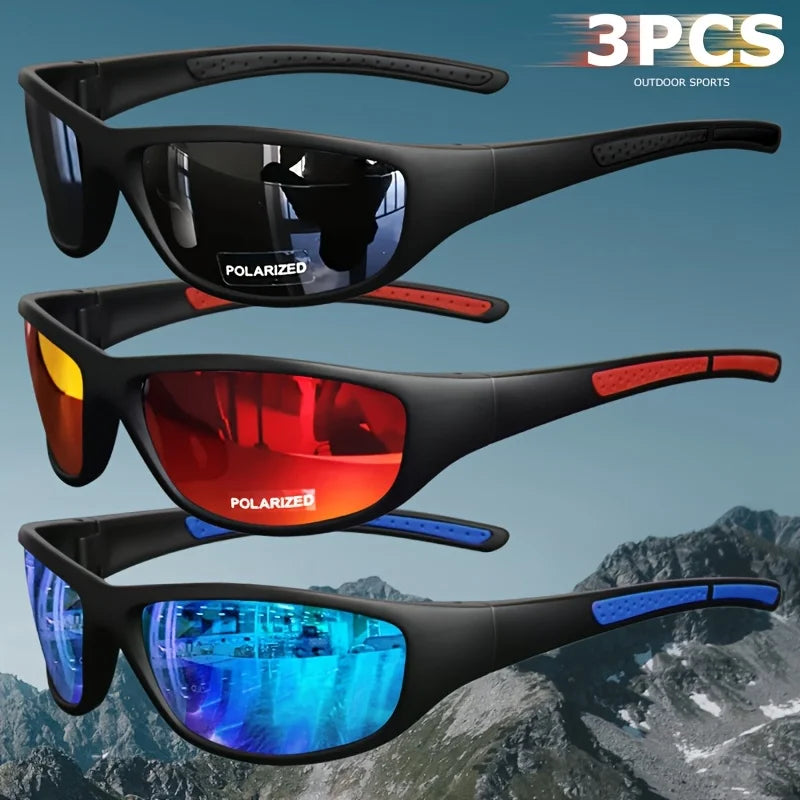1/3PCS Polarized Sports Sunglasses Set High-Quality Photochromic Wraparound Lenses for Cycling Fishing Driving Night Vision, UV