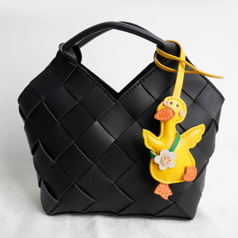 Cute Cartoon Duck Bag Charm High Quality Cute Leather Fashion Charm Bag Keyring Backpack Decoration Accessories Gifts