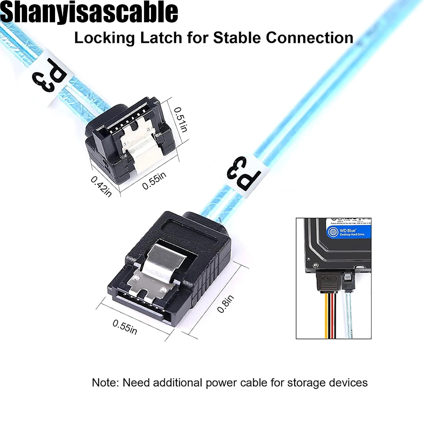 0.5M Cable 6Pcs/Set - SATA 90-Degree Right-Angle Data Cable SAS/SATA-12Gbps Cable for Server-Raid SDD HDD CD DVD Drives