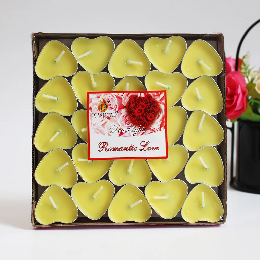 50pcs Heart-shaped Tea Candles Lights Set Birthday Anniversaries Wedding Valentine's Day DIY Decor Tea Candle Light Tea Wax
