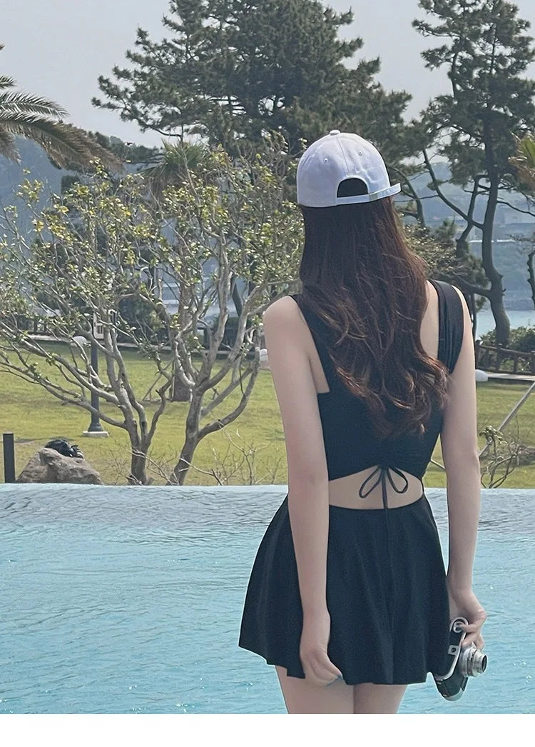 New Summer Women's Solid Color One-piece Swimsuit Slimming and Sexy Backless Tight Swimsuit Outdoor Party Pool Swimsuit