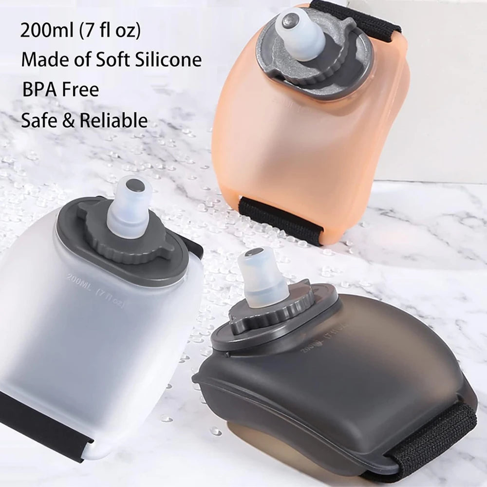 1PCS Wrist Water Bottle, Wearable HandsFree Silicone 200 ml Running Water Bottle,  Portable Cycling Marathon Rock Climbing Sport