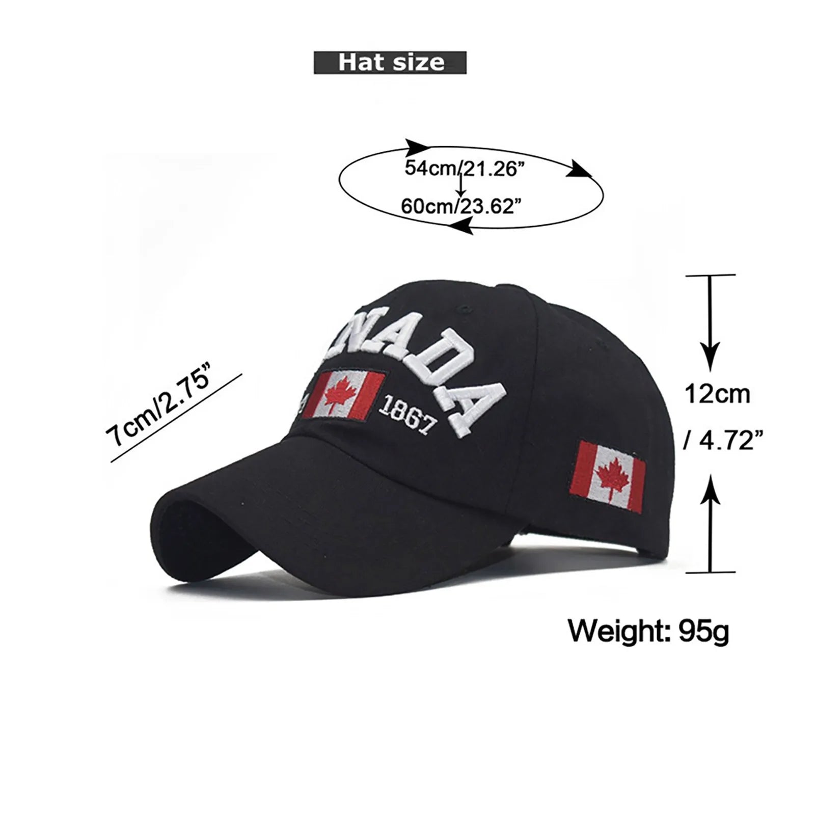 Fashion Canada Baseball Cap,Embroidered Maple Leaf Golf Hat Adjustable Canada Hat For Men Women Kids Canada Souvenirs