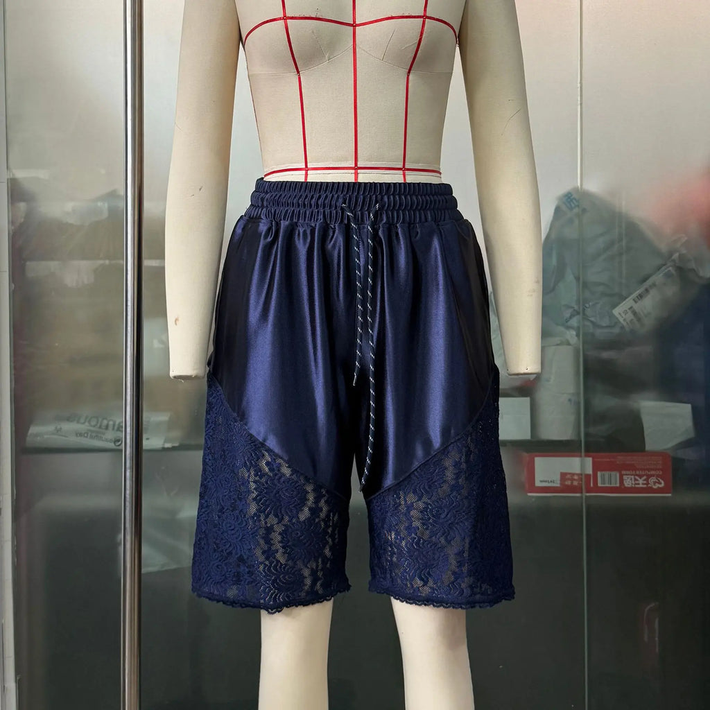 New Arrival Women's Drawstring Loose Casual Shorts Fashion Lace Splicing Sports Pants Summer Comfort Versatile Shorts Streetwear
