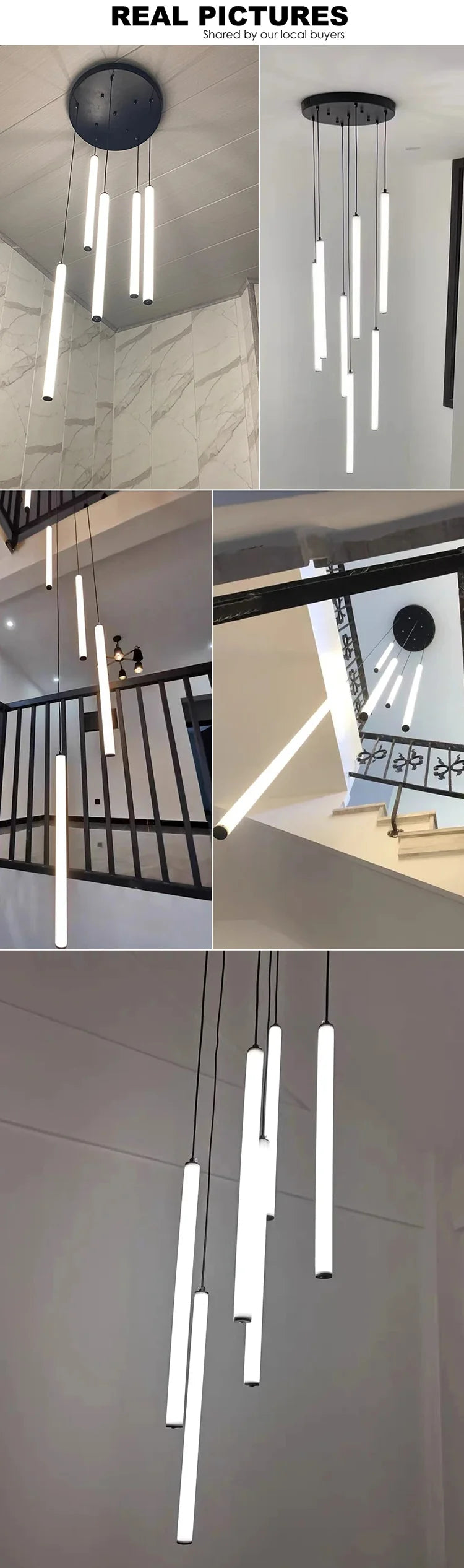 Nordic Stairs LED Long Chandeliers Minimalist Duplex Attic Living Room Kitchen Pendant Lights Home Decoration Ceiling Chandelier