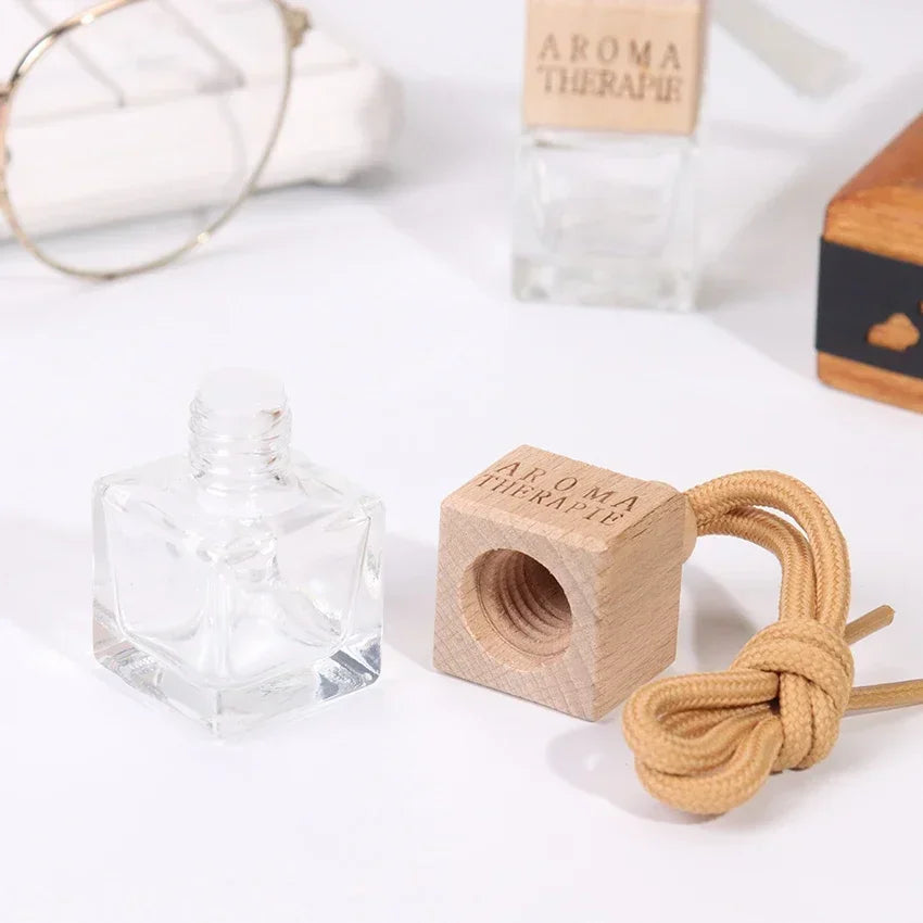 Pack Car Ornament Air Freshener Perfume Square Cap Empty Bottle Scent Essential Oil Diffuser Pendant