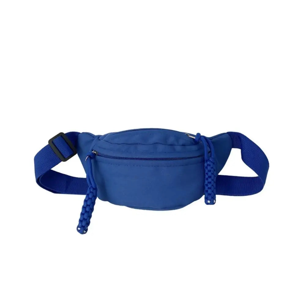Fashion Canvas Children Bag Solid Color Large Capacity Crossbody Bag Zipper Water Proof Shoulder Bag