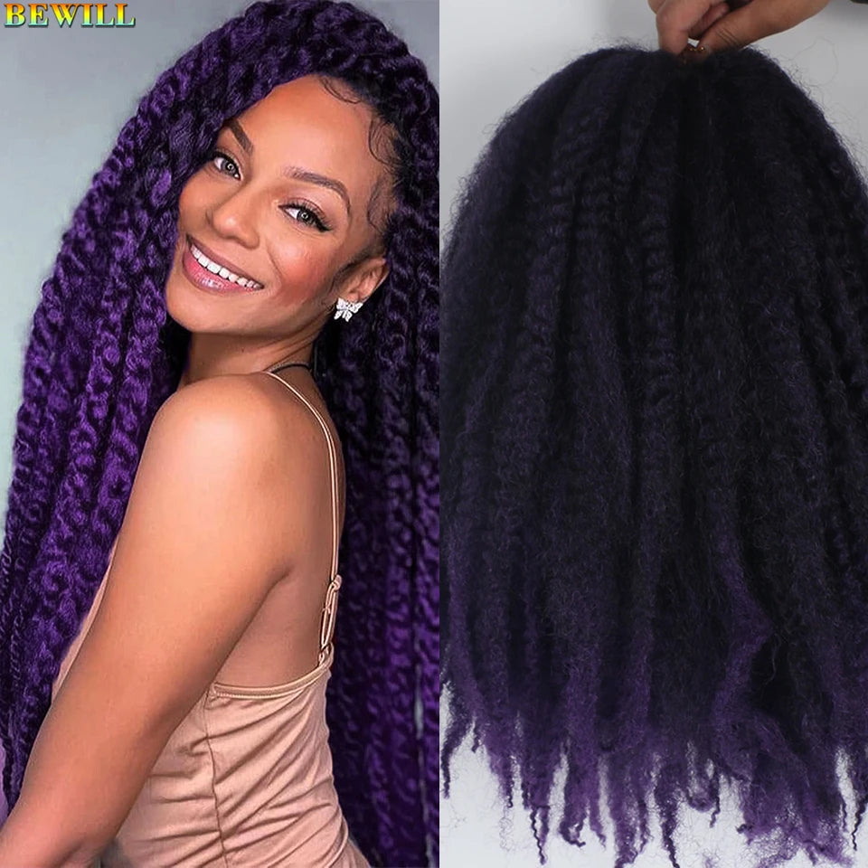 18 Inch 1-6 Packs Marley Twist Crochet Hair Black Brown to Blonde Synthetic Afro Marley Ombre Braiding Hair for Faux Locs Braids