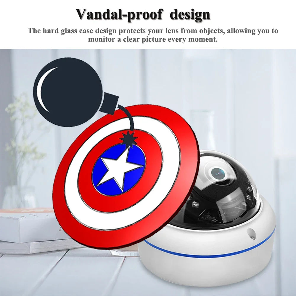 4K 8MP Ultra HD IP Camera Vandal-proof Waterproof Outdoor Dome Camera Nightvision nternal Audio Remote Access Xmeye Cloud H.265