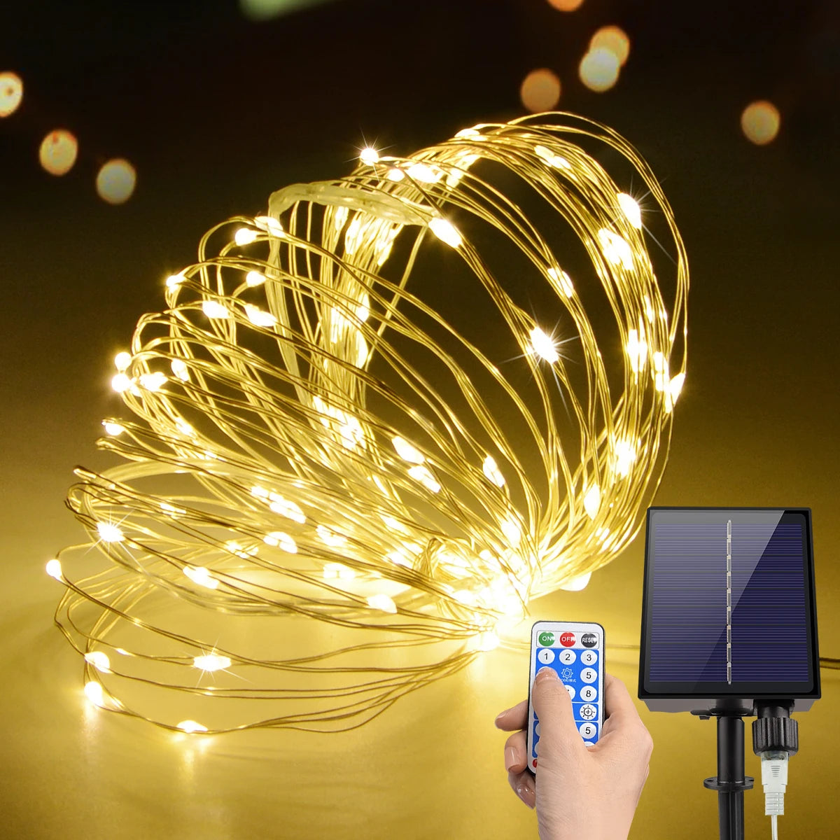 Built-in Large Capacity Battery Solar Outdoor Led String Lights Waterproof Durable Garden Lamp for Camping Wedding Birthday Part