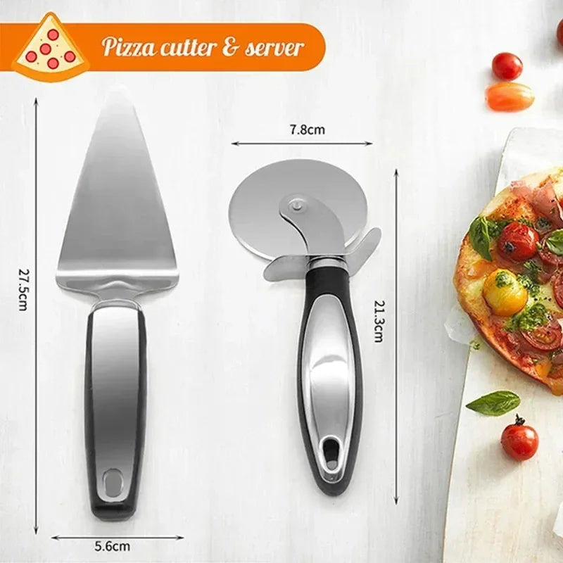 Premium Stainless Steel Kitchen Pizza Cutter Wheel Server Tools Knife Waffle Cookies Cake Bread Dough Slicer Kitchen Gadgets