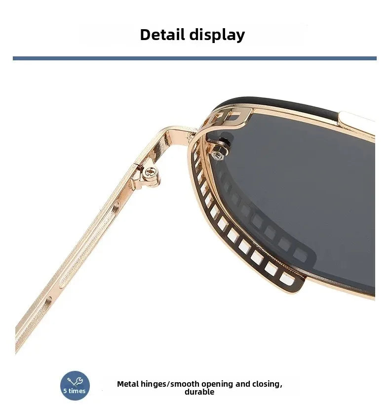 Luxury Brand Double-bridge Sunglasses Fashionable Large Frame with Side Cutouts Eyeglasses Outdoor UV400 Classic Driving Shades