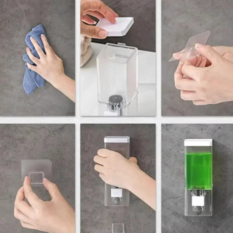 Punch‑Free Wall Hanging Liquid Soap Dispenser Transparent Press‑Type Hand Sanitizer Storage Bottle Household Bathroom Hand Wash