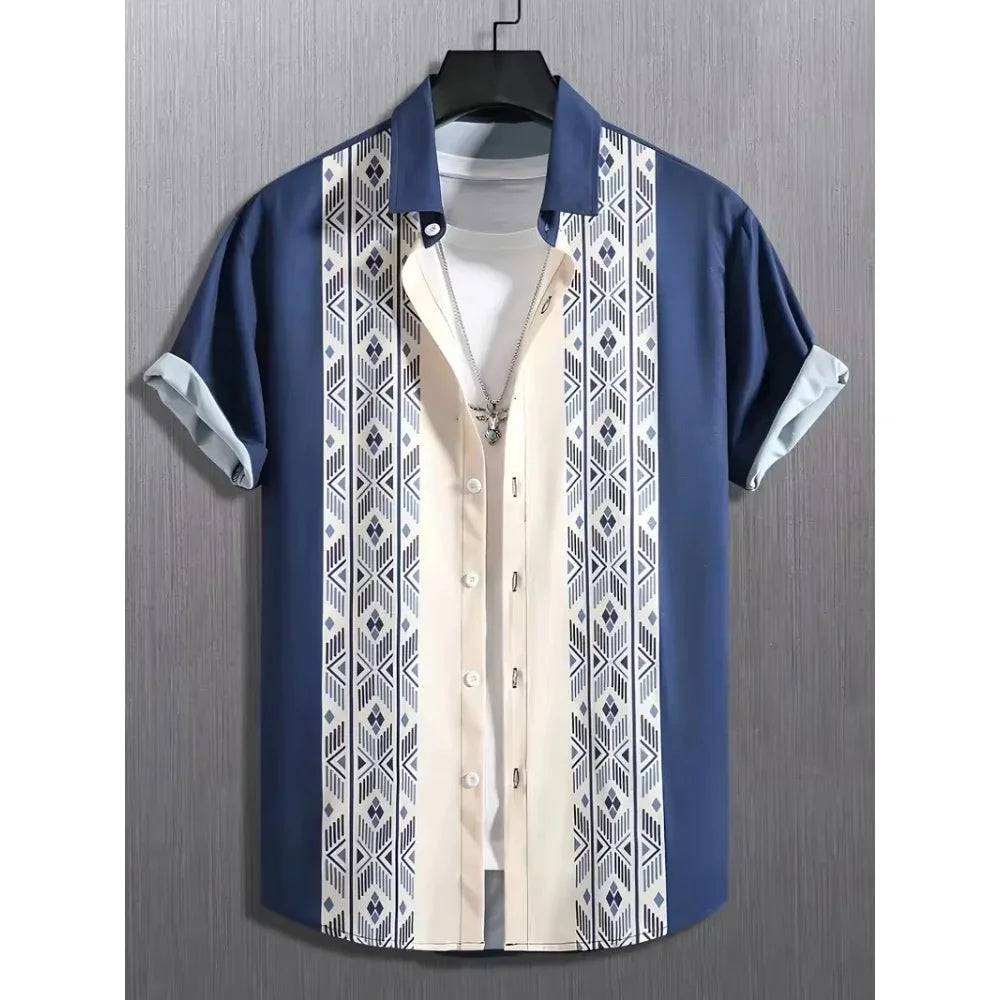 Hawaiian Shirt Summer Crisp Simple Everyday Men's and Women's Lapel Button-Down Top Oversized Cool Summer Casual Men Clothing