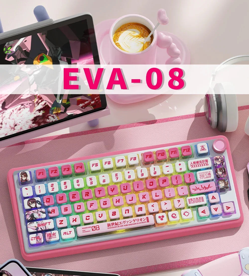 KYOMOT New EVA 01 00 02 08 Themed Anime Keycaps PBT Pudding MAS Profile Key Caps for MX Switch DIY Games Mechanical Keyboard Cap