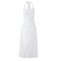 Chic Women White Ruched Waist Maxi Dress Sexy Sleeveless Halter Neck A Line Vestidos Elegant Daily New Party Street Summer Gowns