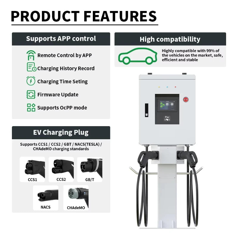 Customized 20-60KW Multi Power DC Fast Charger, GB/T Single Connector Floor Standing Charging Station Suitable
