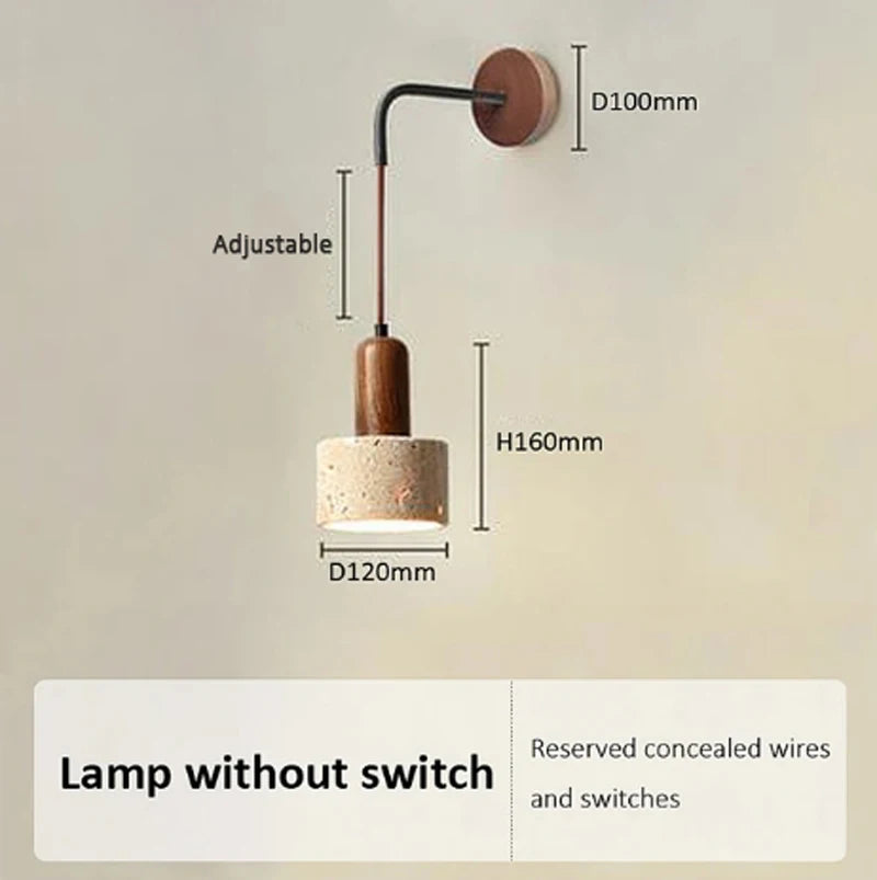 Natural Yellow Marble Led Wall Lamp Japanese Wabi Sabi Home Stay Bedside Decorative Lamp Warm Color Study Restaurant Light