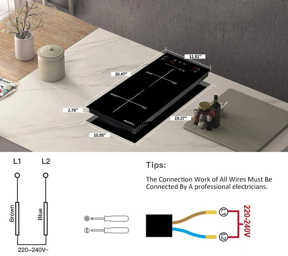 Commercial Built-In 2 Plates Electric Stove Induction Cooker Infrared Cooker Touch Screen Double Cooker Burner Induction Cooktop