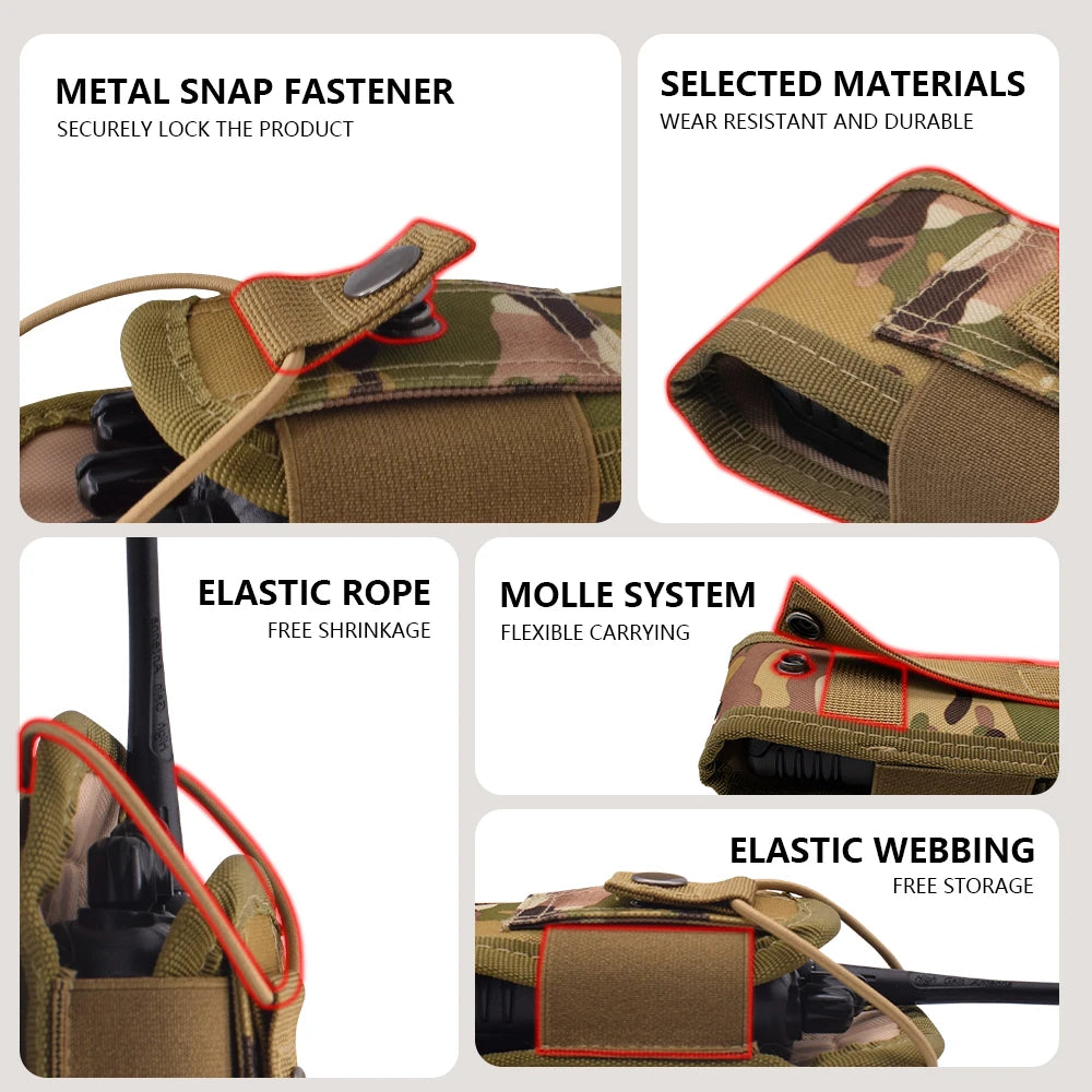 Tactical Walkie Talkie Pouch 600D Oxford Khaki Molle Radio Pouch Portable Outdoor Hunting Sports Phone Holder Interphone Holster
